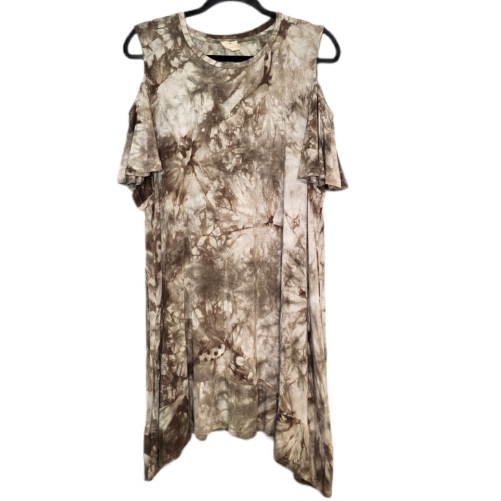 Spade & Heart tie dye cold shoulder dress large - Picture 1 of 14